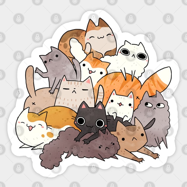 Cat Pile Sticker by MichelleScribbles